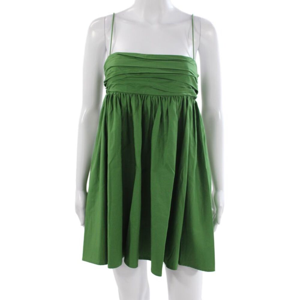 Reformation Womens Green Mini Dress Square Neck Sleeveless Cotton Zip Size 0